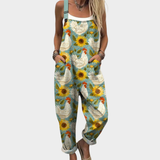 Salopette avec tournesols et poules