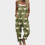 Salopette à motif coq vert olive