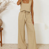 Megan - Ensemble minimaliste haut et pantalon évasé