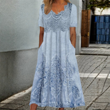 INDIGO | ROBE MIDI ÉLÉGANTE À MOTIF FLEURI
