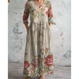 ELEANOR | ROBE MAXI VINTAGE À MOTIF FLEURI