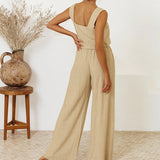 Megan - Ensemble minimaliste haut et pantalon évasé